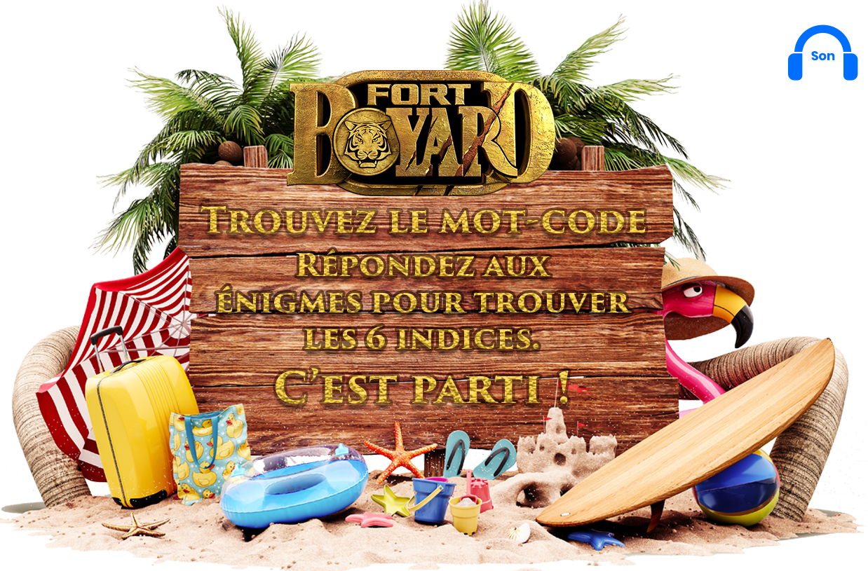 Trouvez le mot-code - Répondez aux énigmes pour trouver les 6 indices - C'est parti !